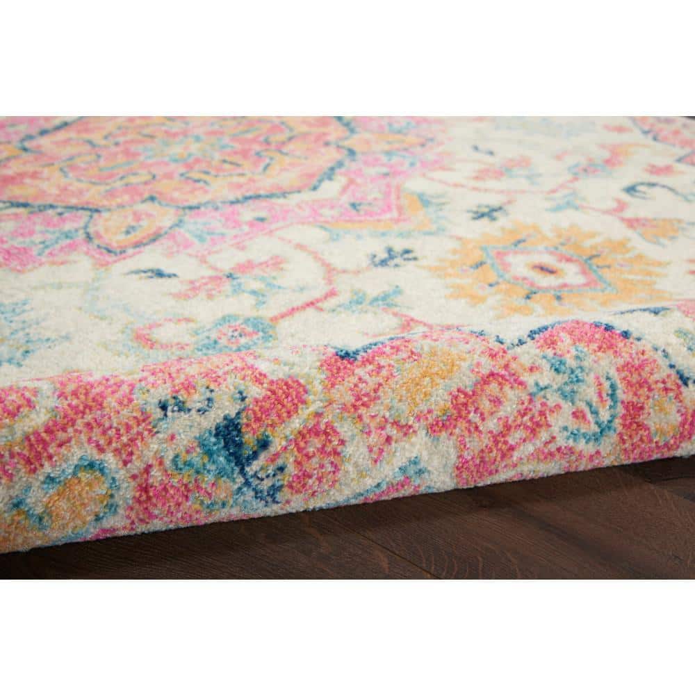 Passion Floral Symphony Blue Rectangular 6'7" x 9'6" Synthetic Rug