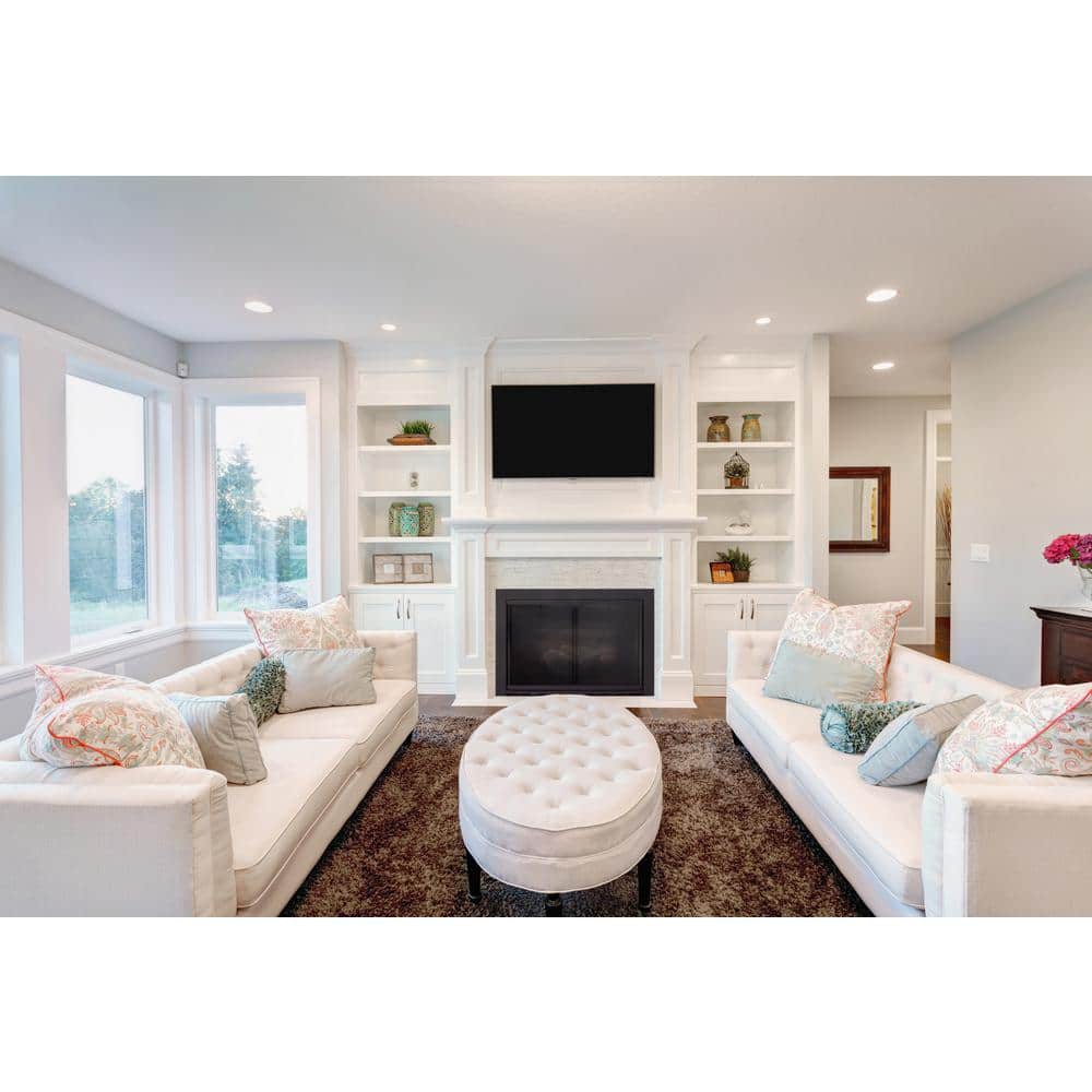 Linear Aluminum Medium Black Glass Fireplace Doors
