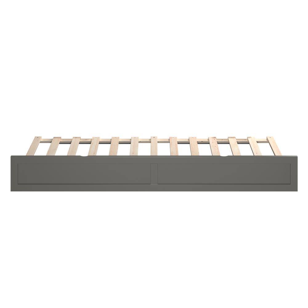 Gray Twin XL Wood Frame Trundle Bed