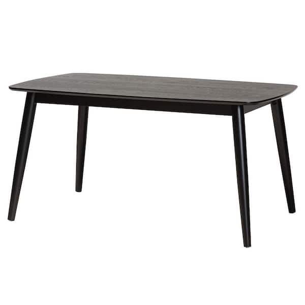 Baxton Studio Flora Black Wood 4 Legs Dining Table Seats 6 234