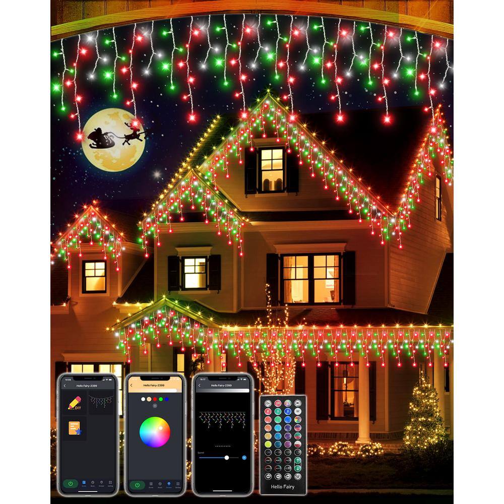AVATAR CONTROLS 33 FT 299 LED Smart Icicle Lights Christmas w/58