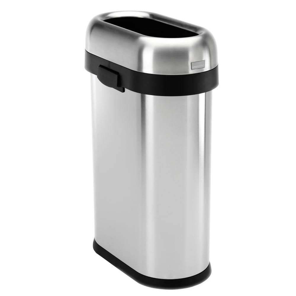 14.5 Gallon Trash Can Stainless Steel Semi-Round Kitchen Trash  Can,Silver,18.80 x 15.50 x 27.00 Inches - AliExpress