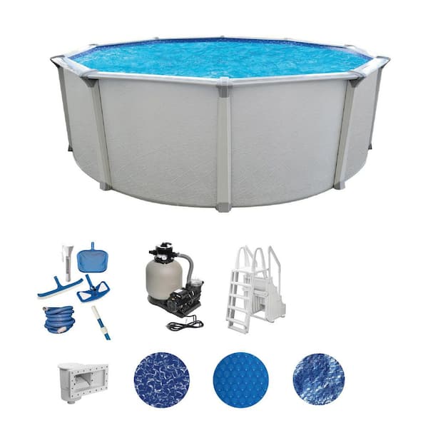 Huntington 15 ft. Round 54 in. Deep Above Ground Hard Sided Deluxe Pool Package