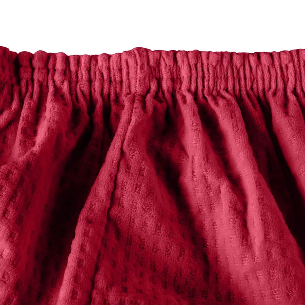 Burgundy Stretchable Waffle Design Dining Chair Slipcover