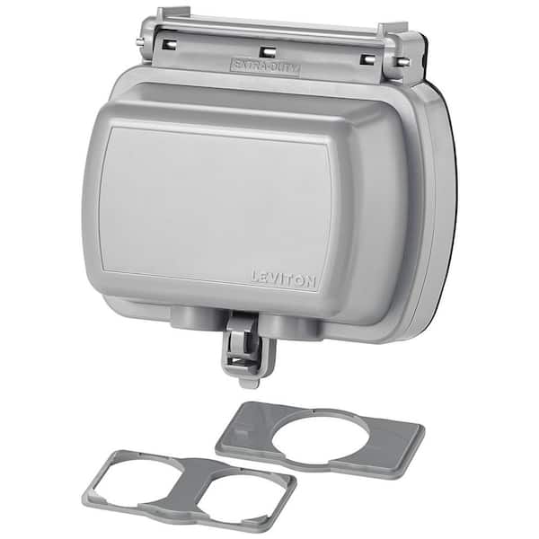 Leviton Decora/GFCI 1-Gang Extra Heavy Duty Raintight While-In-Use Device Mount Horizontal Cover with Lid, Gray