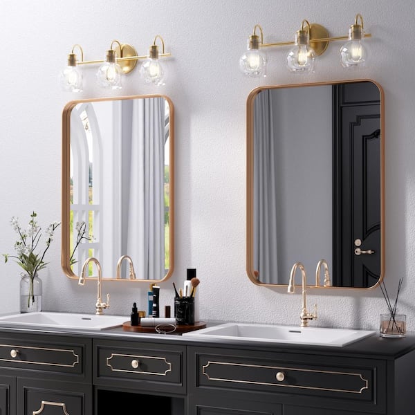 24 in. W x 36 in. H Large Rectangle Metal Framed Wall Mirrors Bathroom  Mirror Vanity Mirror Accent Mirror in Gold