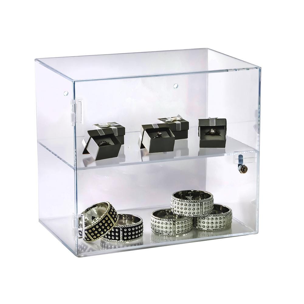 Clear Acrylic Locking Countertop Display Case with Shelf
