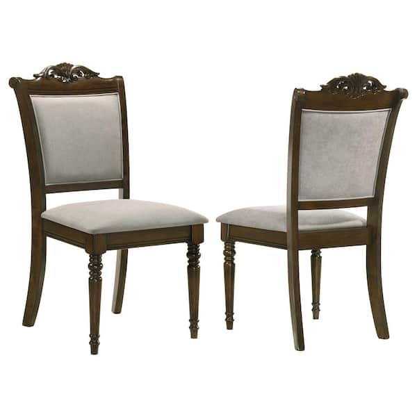 Coaster Willowbrook Chestnut and Gray Upholstered Dining Side Chair (Set of 2)