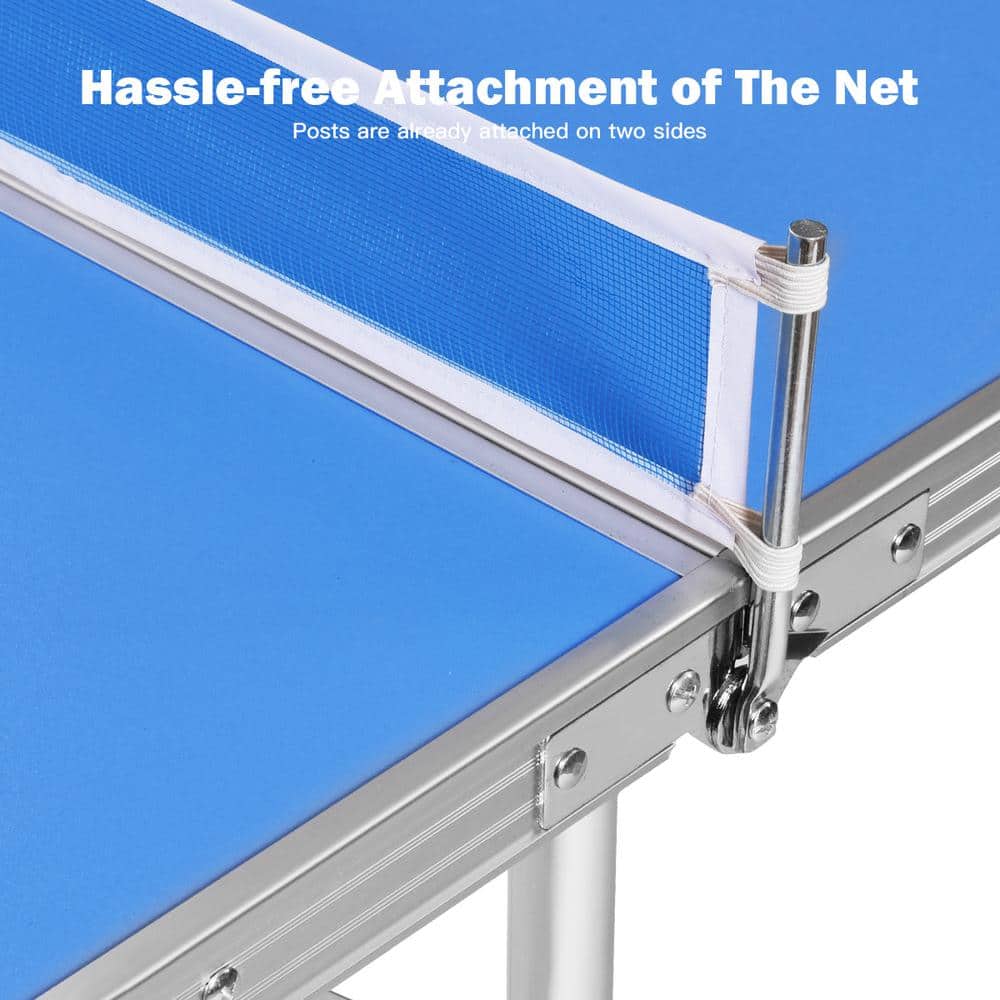 Blue Foldable Portable Ping Pong Table with Net and Accessories