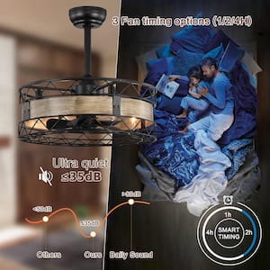 20.5 in. Indoor Matte Black Industrial Cage Ceiling Fan with Remote Included and AC Reversible Motor, No include Bulbs