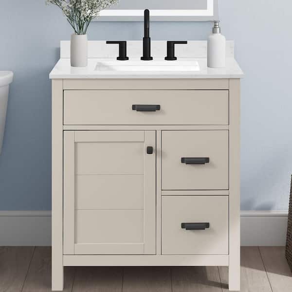 Stanhope 31 in. Single Sink Even Better Beige Bath Vanity with Carrara White Engineered Stone Top (Assembled)
