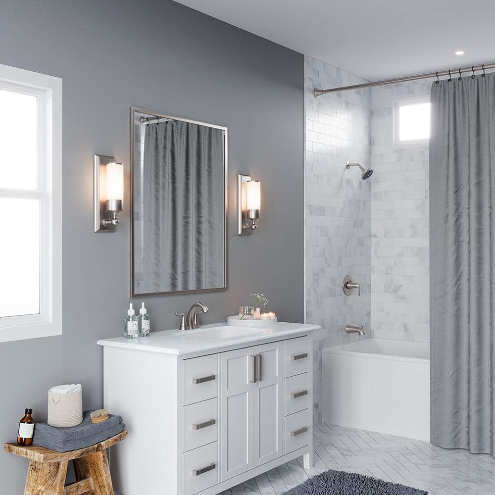 Spot Defense Brushed Nickel 4-Inch Centerset Bathroom Faucet