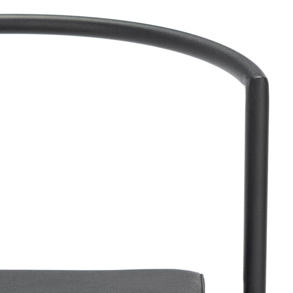 Bauhaus Inspired Black Vegan Leather & Metal Counter Stool Pair