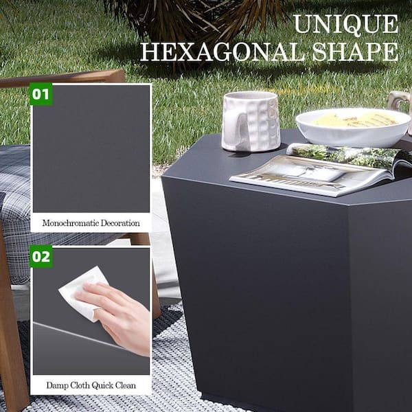 UPHA 28 in. Dark Gray Hexagon Concrete Outdoor Coffee Table, Patio