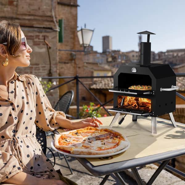 Karl home 32 in. Wood Burning 2-Layer Outdoor Pizza Oven Karl home 32 in. Wood Burning 2-Layer Outdoor Pizza Oven
