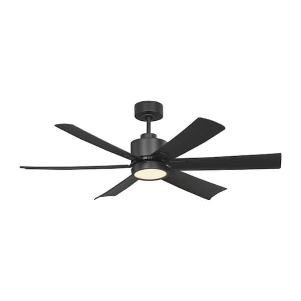 Flera 52 in. Smart Indoor/Outdoor Midnight Black Standard Downrod Mount Ceiling Fan with Black Blades & Remote Included