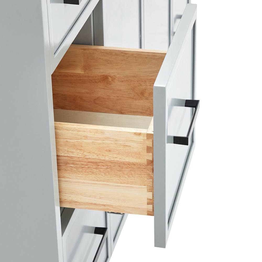 Gray Solid Wood Single Sink Bathroom Vanity with Carrara Quartz Top