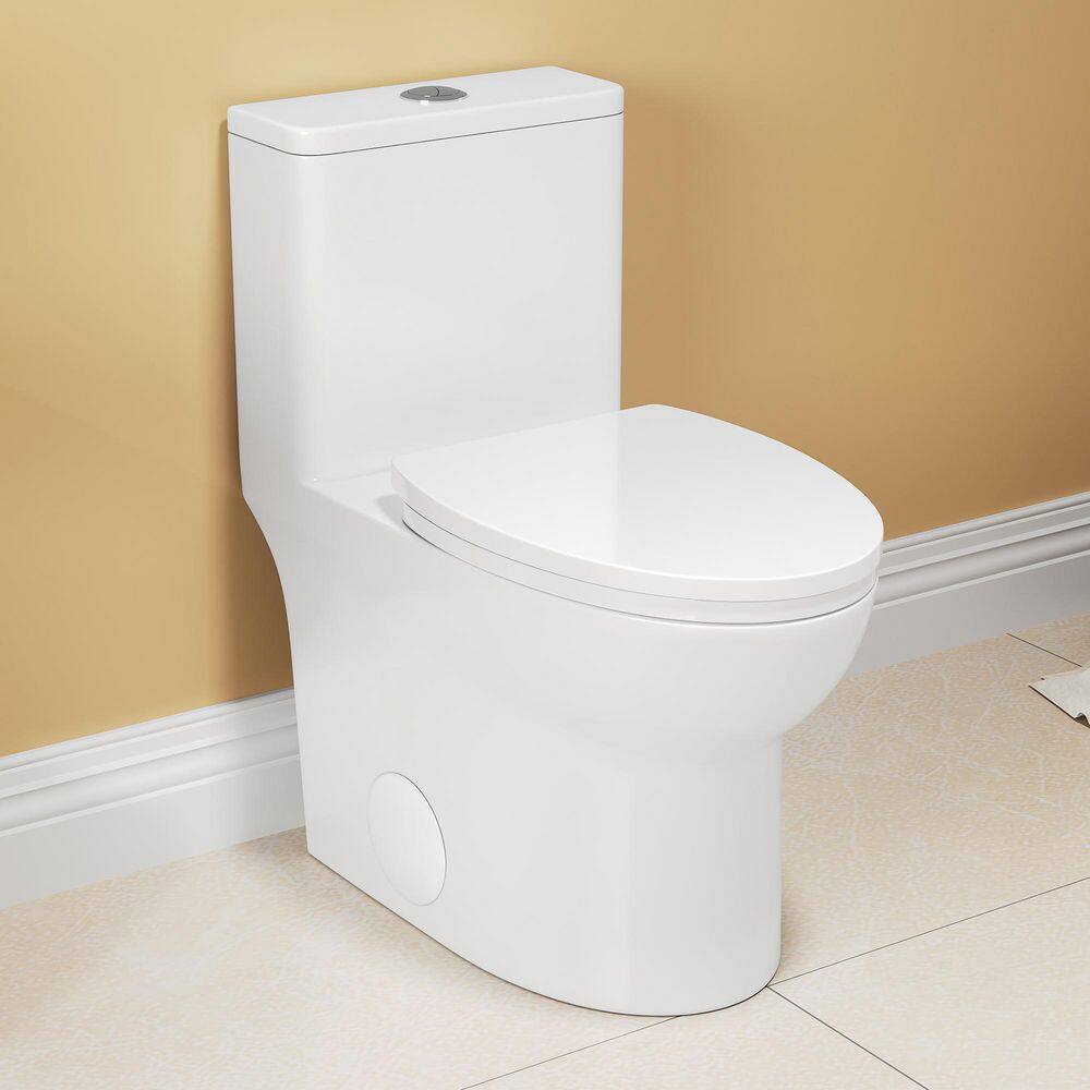 Dual Flush 1.1/1.6 GPF Elongated Floor Mounted One-Piece Toilet in Glossy White with Soft Close Seat price history on PriceWatchPro