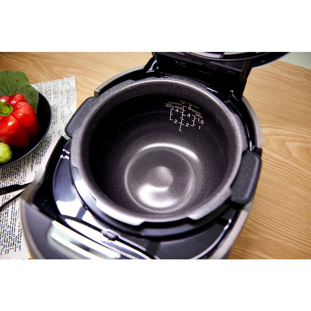 6-Cup Dark Gray Stainless Steel Induction Heating Rice Cooker