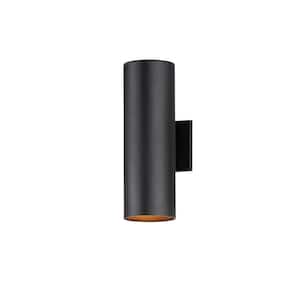 Outpost 2-Light 15 in. H Black Outdoor Hardwired Wall Sconce