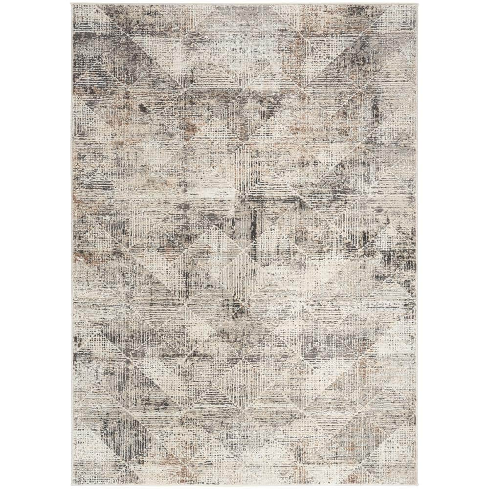 Nourison Eco-Friendly Ivory Multicolor 5 ft. x 7 ft. Abstract Contemporary Area Rug