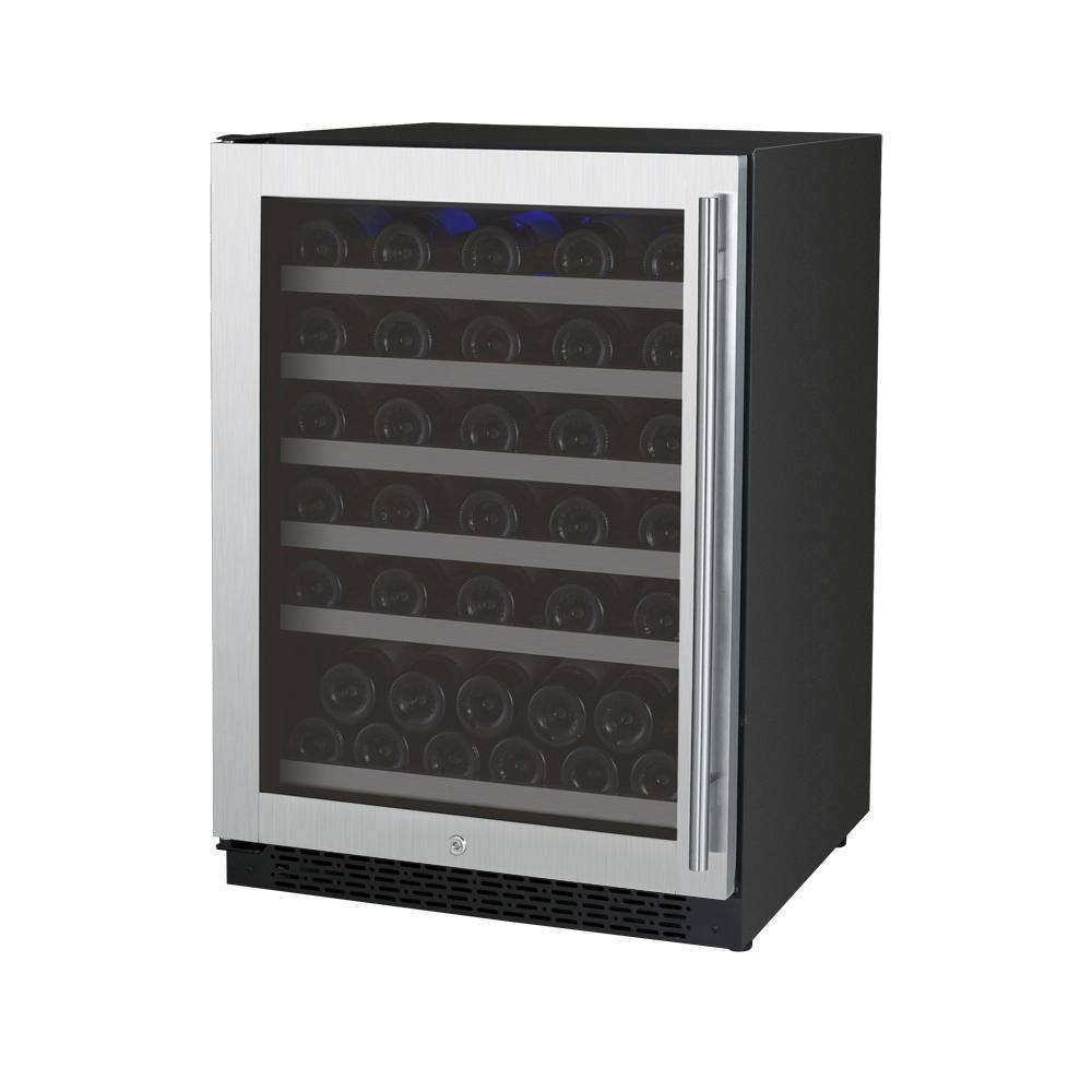 Allavino 56 Bottle Stainless Steel Wine Refrigerator with Interior Lighting