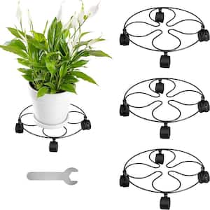 Metal Plant Caddy with 12 in. Wheels Plant Stand with Wheels Plant Dolly (3-Pack)