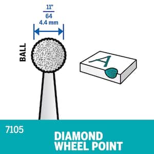 11/64 in. Rotary Accessory Diamond Wheel Ball Point for Wood, Ceramic, Glass, Hardened Steel + Semi-Precious Stones