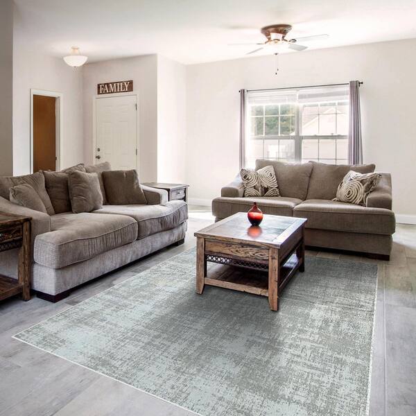 Bristol Grey/Light Blue 7 ft. 10 in. x 10 ft. 10 in. Abstract Are Rug