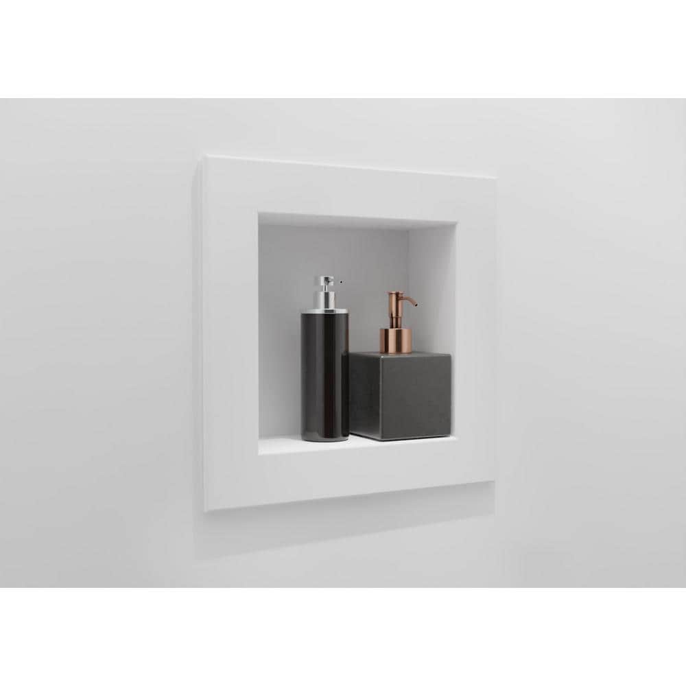 White Square Recessed Shampoo Caddy for Shower