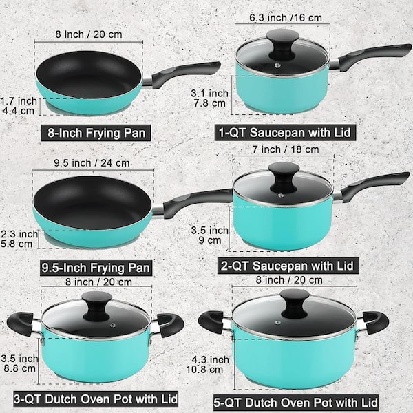 Gotham Steel 20 Piece Non-Stick Cookware Set Turquoise Teal