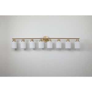 52 in. 8 Light Golden Bathroom Vanity Light Fixture with Glass Shade (No Bulbs)