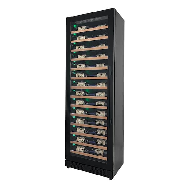 Allavino 67-Bottle 71 in. Tall Single Zone Left Hinge Digital Wine Cellar Cooling Unit in Black with Wood Front Shelves