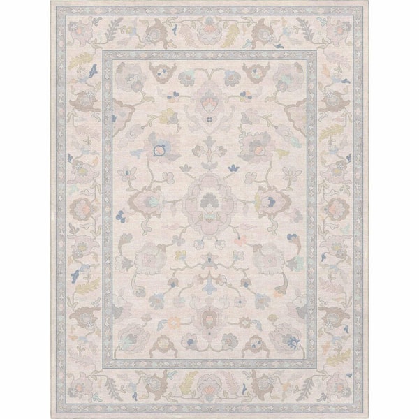 Ushak Konya Boho Updated Traditional, Cream 7 ft. 7 in. x 9 ft. 10 in. Area Rug