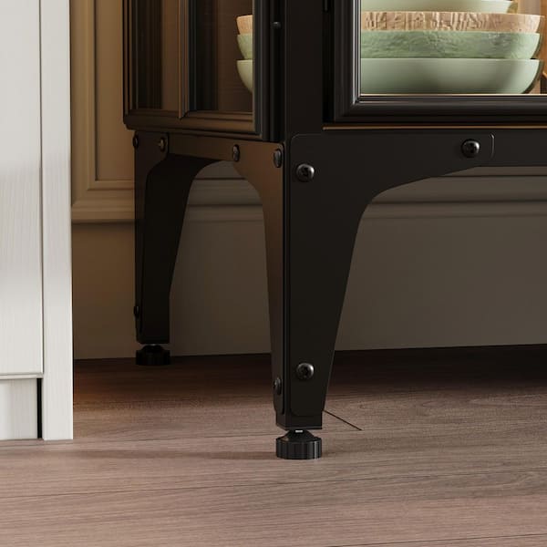 FUFU&GAGA Black 31.5 in. H Wood and Metal Accent Cabinet