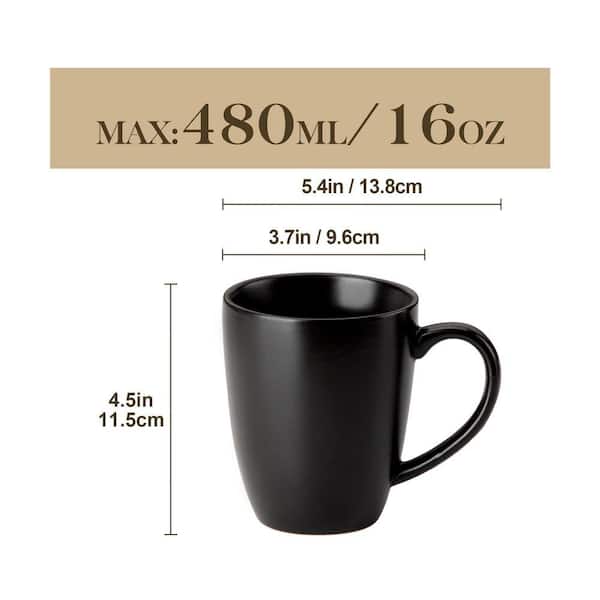 vancasso 16 oz. Matte Black Stoneware Coffee Mugs (Set of 4) Tea Cups with  Handle Coffee Mug Set-Microwave and Dishwasher Safe VC-PLA-BK-4DBZ - The  Home Depot