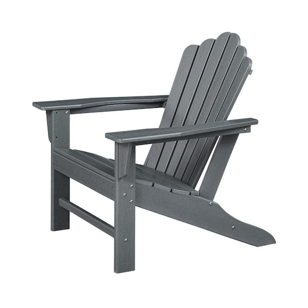 Tidoin Classic Gray Plastic Outdoor Patio Adirondack Chair