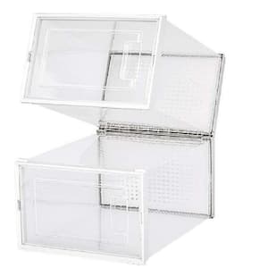 6-Pair Stackable Clear Plastic Foldable Shoe Boxes in White