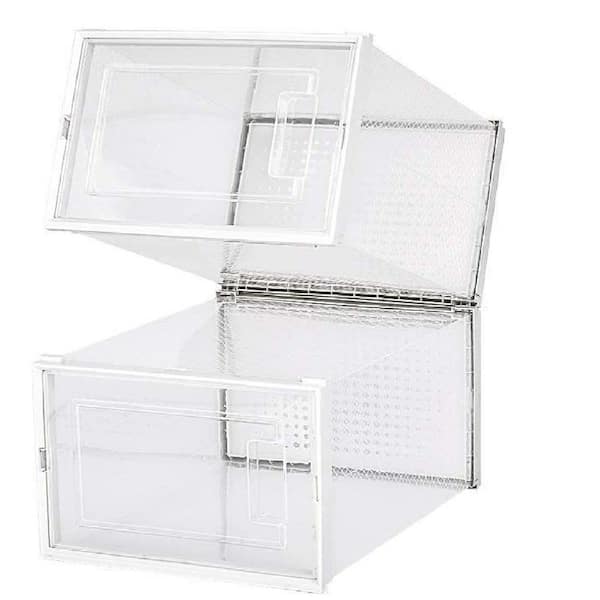 Tatahance 6-Pair Stackable Clear Plastic Foldable Shoe Boxes in White  D0102HPFMYV-Z - The Home Depot