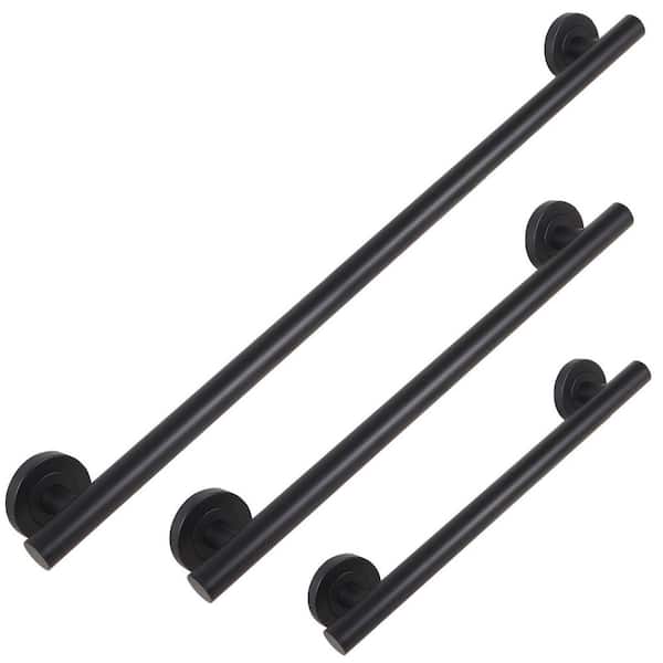 18 in 24 in 36 in Concealed Screw Stainless Steel Grab Bar Set Matte Black Finish ADA Shower Safety Bar 3 Pack