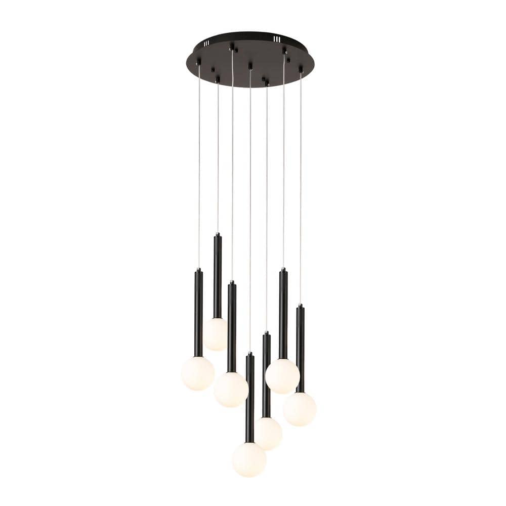 Ameed 7-Light Modern Black Raindrop Multi Cluster Chandelier