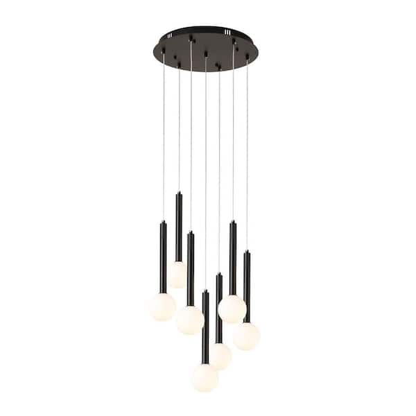 Unbranded Ameed 7-Light Modern Black Raindrop Multi Cluster Chandelier for Dining Room with No Bulbs Included
