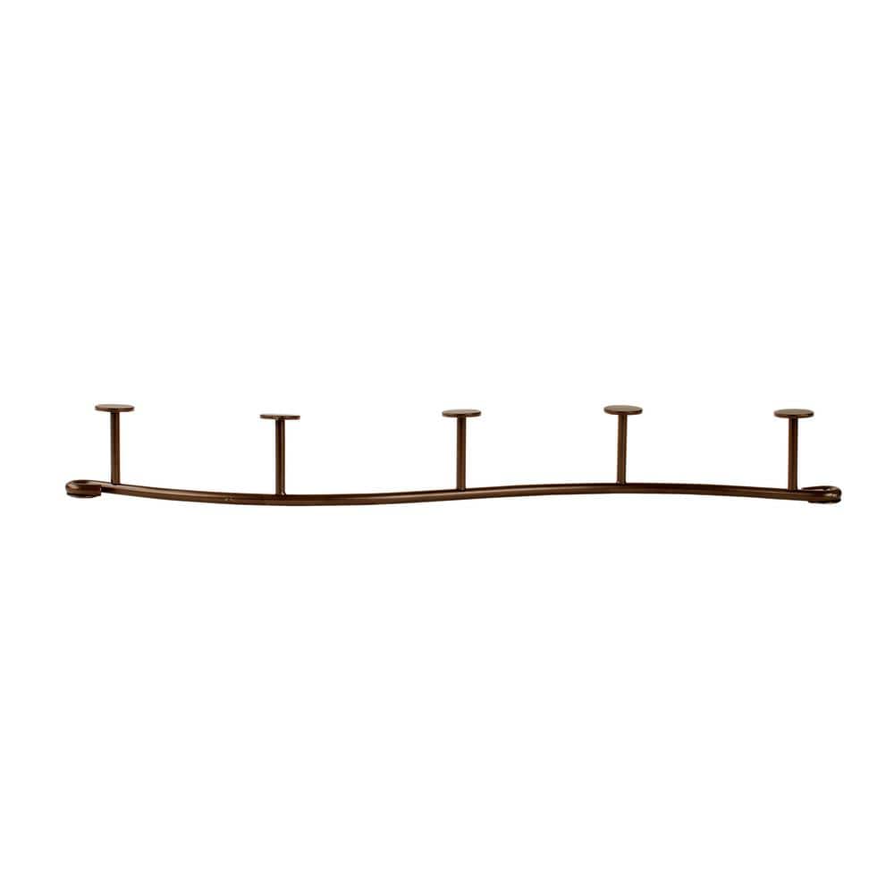 Bronze Wall Mount 5-Hook Rack with Curved Design