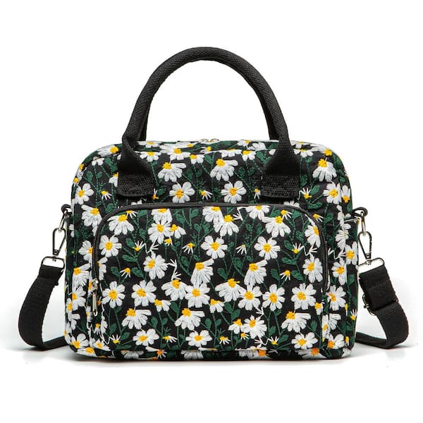 17 qt.Large Black Daisy Cooler Tote Insulated Lunch Box Men Women