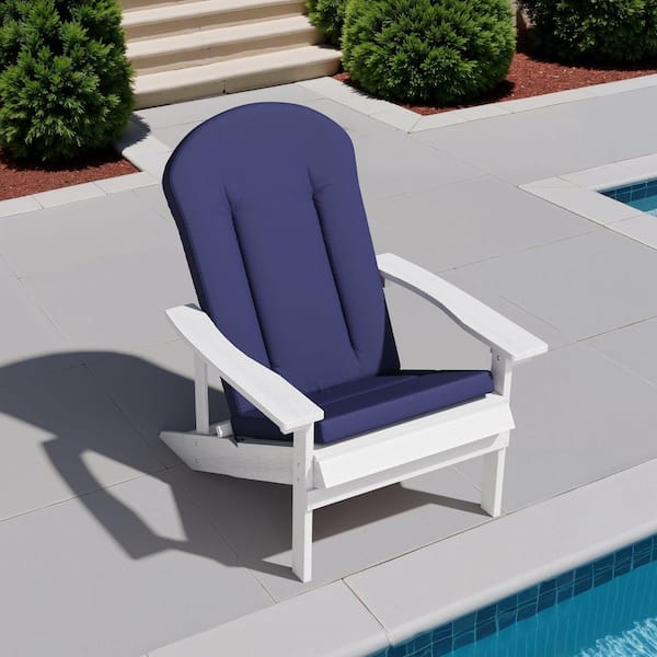 50 in. x 20 in. Patio Adirondack Chair Cushion in Navy Blue Thickened Outdoor High Back Cushion with Ties and Elastic