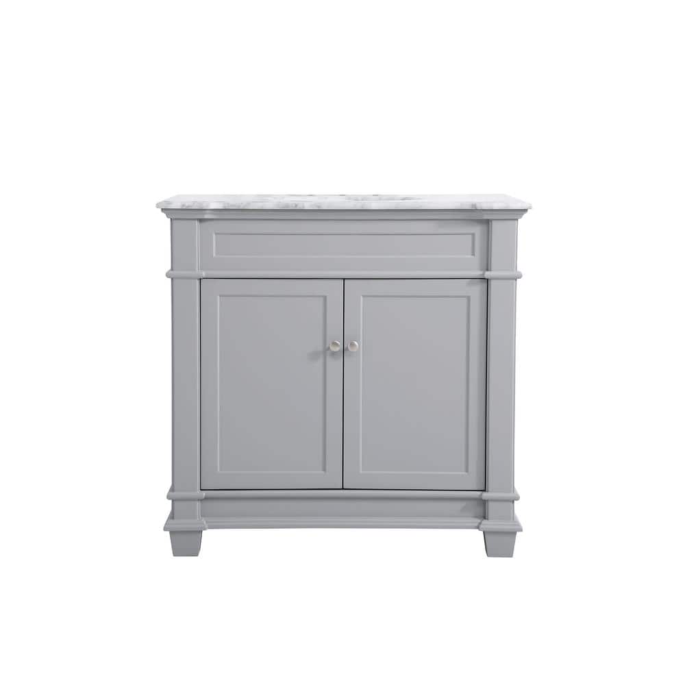 Simply Living 36 in. Single Bathroom Vanity in Grey with Marble Vanity Top 
