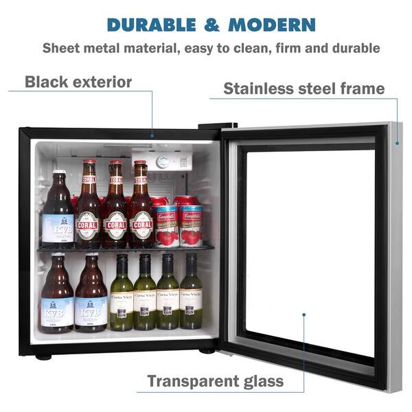 WATOOR 120 Cans Wine Cooler and Beverage Refrigerator - Mini Fridge with  Glass Reversible Door for Soda Beer or Wine 3.2 Cu Ft