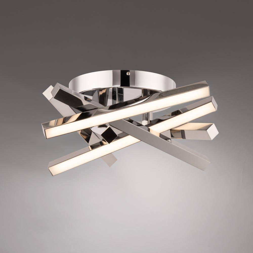 Chrome 15-Inch LED Semi Flush Mount Ceiling Light