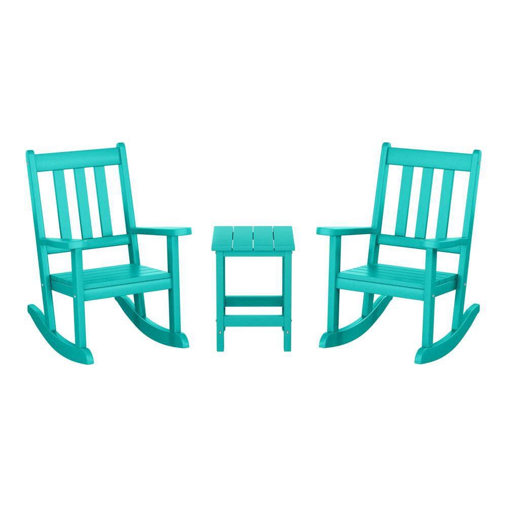 Children's Laguna Turquoise Patio All Weather Kids Poly Plastic Outdoor Rocking Chair w/ Side Table Set price history on PriceWatchPro