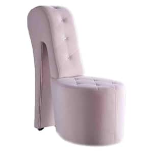 Ana Luxe Fur with White Powder Coated Metal Leg Accent Chair, Rose